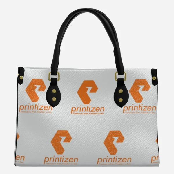 Ladies PU Handbag with Top Handle White & Black (Demo)